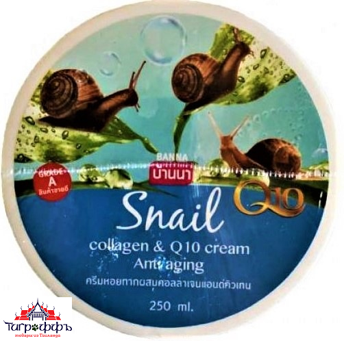 Крем для тела улиточный с коллагеном banna snail collagen & q10 cream anti-aging, 250ml